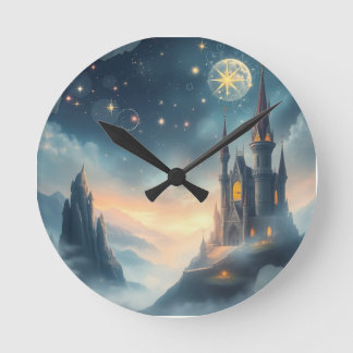 Moonlit Celestial Castle Runde Wanduhr