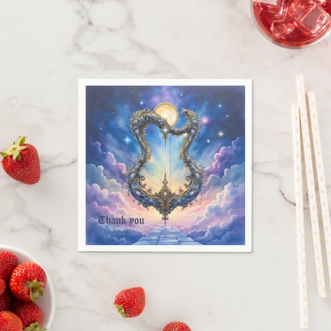 Moonlit Celestial Harp – Dreamy Cosmic Fantasy Art Serviette (Beispiel)