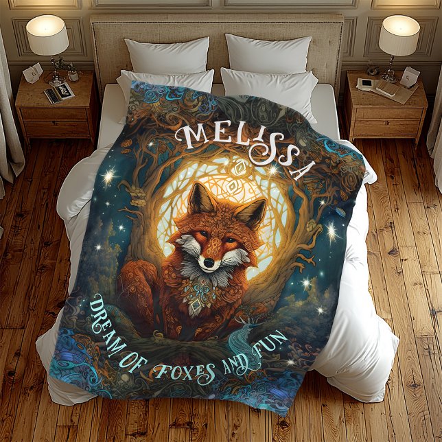 Moonlit Celtic Fox Personalisiert Nature Lover Fox Fleecedecke (Von Creator hochgeladen)