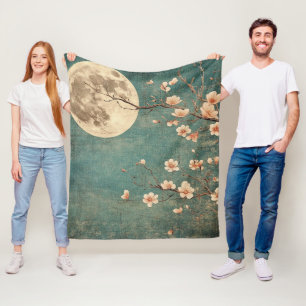 Moonlit Cherry Blossom Serenity Fleecedecke