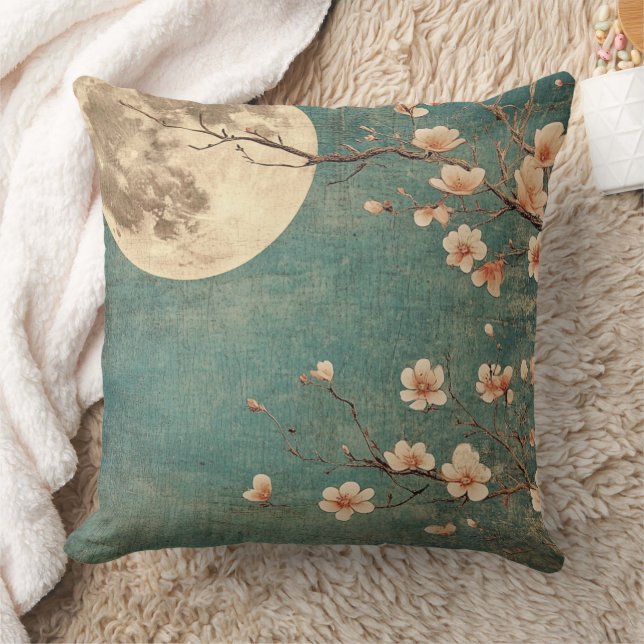 Moonlit Cherry Blossom Serenity Kissen (Decke)