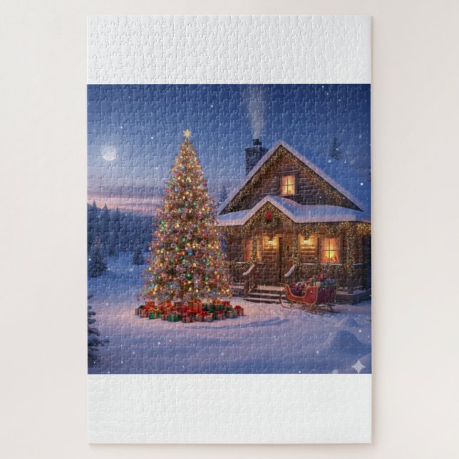 Moonlit Christmas Eve-Cozy Puzzle Scene (Vertikal)