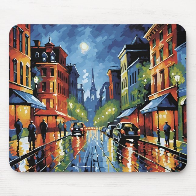 Moonlit City Street Mousepad (Vorne)