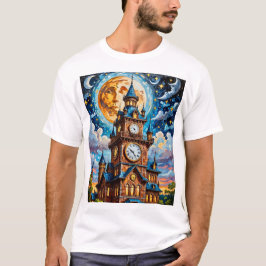 Moonlit Clocktower T - Shirt Mosaik Retro Magie