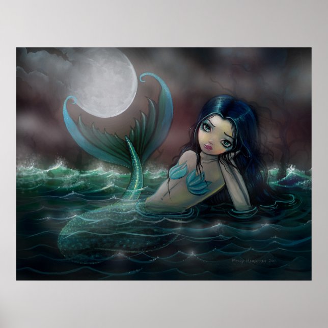 Moonlit Creek Mermaid Poster Print (Vorne)