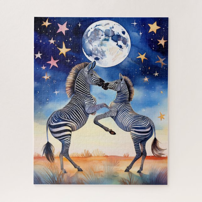 Moonlit Dance Zebras in Love Puzzle (Vertikal)