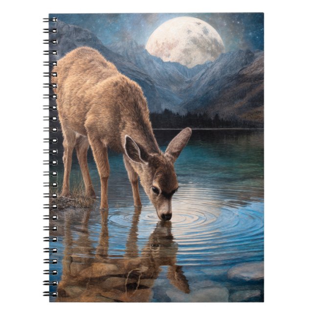 Moonlit Deer Mountain Notebook Notizblock (Vorderseite)