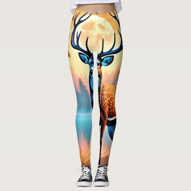 Moonlit Deer Stance Leggings (Vorderseite)