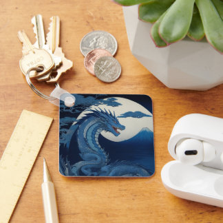 Moonlit Dragon of Fuji Keychain Schlüsselanhänger