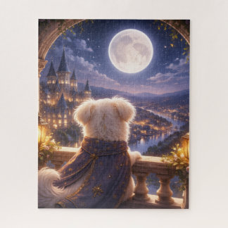 Moonlit Dream – Dog Watching a Magical City Puzzle