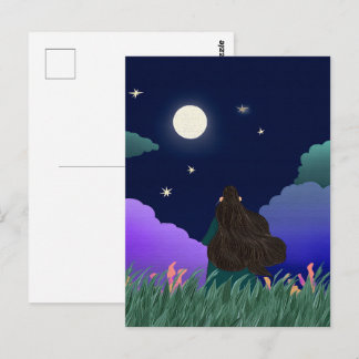Moonlit Dreamer Girl Postcard Postkarte