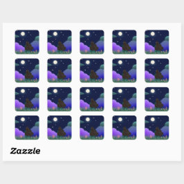 Moonlit Dreamer Girl Square Sticker 
