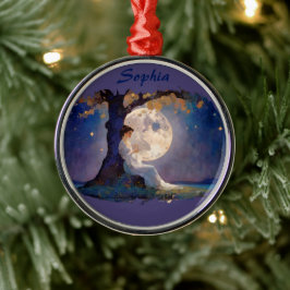 Moonlit Dreamer - Serene Night Sky Ornament Aus Metall