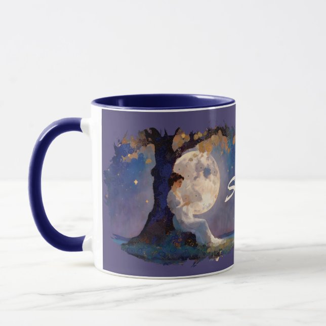 Moonlit Dreamer - Serene Night Sky Tasse (Links)