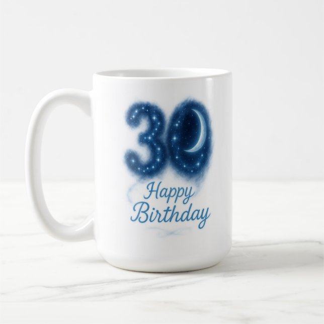 Moonlit Dreißig: Starry Birthday Tasse (Links)