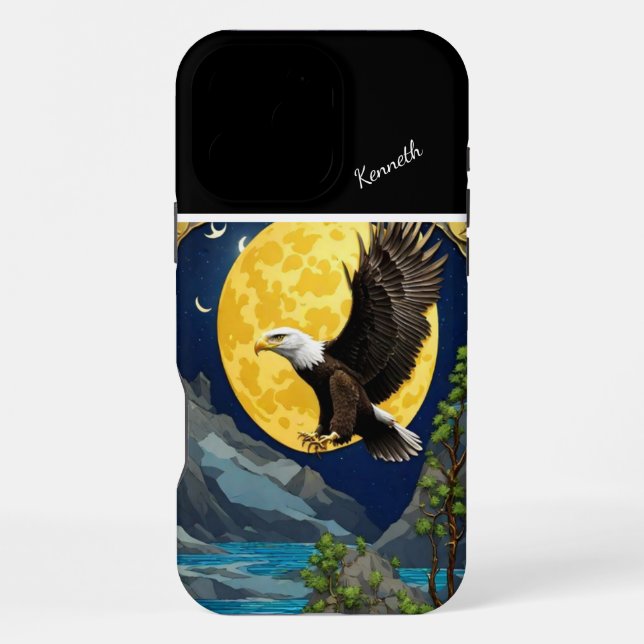 Moonlit Eagle in Willow Tree iPhone Hülle (Rückseite)