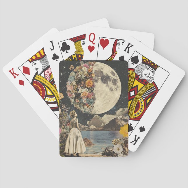 Moonlit Elegance - Frau mit Mond (2) Spielkarten (Rückseite)
