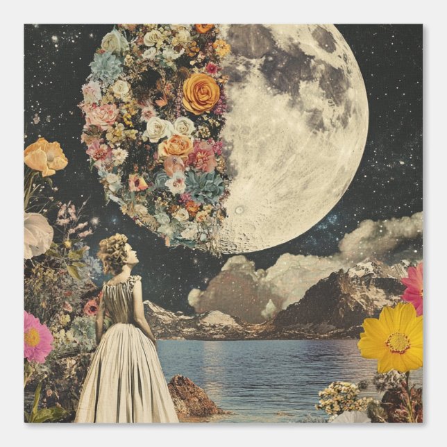 Moonlit Elegance - Frau mit Mond (2) Tapete (Vorderseite)