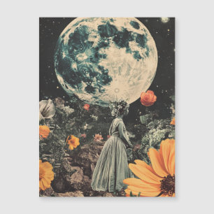 Moonlit Elegance - Frau mit Mond (3) Magnetkarte