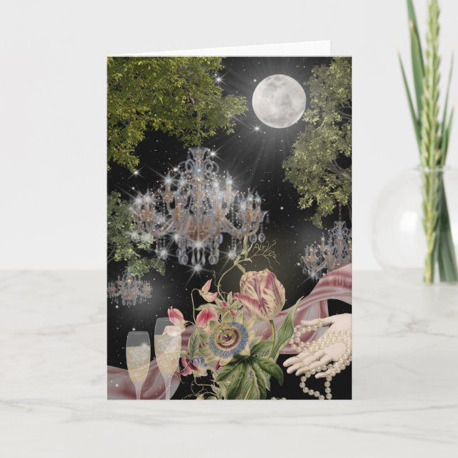 Moonlit Elegance in a Garden Folded Greeting Card Karte (Vorderseite)