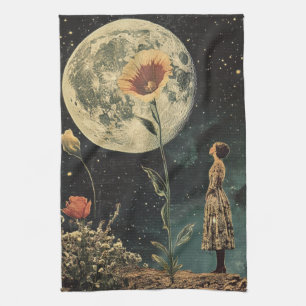 Moonlit Elegante - Frau mit dem Mond Geschirrtuch