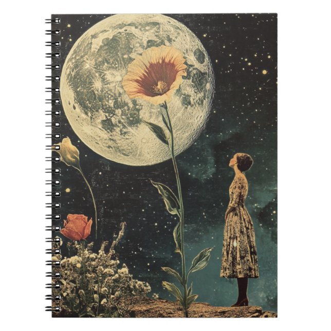 Moonlit Elegante - Frau mit dem Mond Notizblock (Vorderseite)