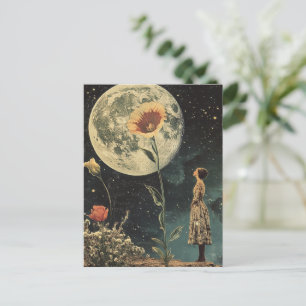 Moonlit Elegante - Frau mit dem Mond Postkarte
