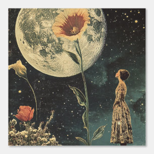 Moonlit Elegante - Frau mit dem Mond Tapete