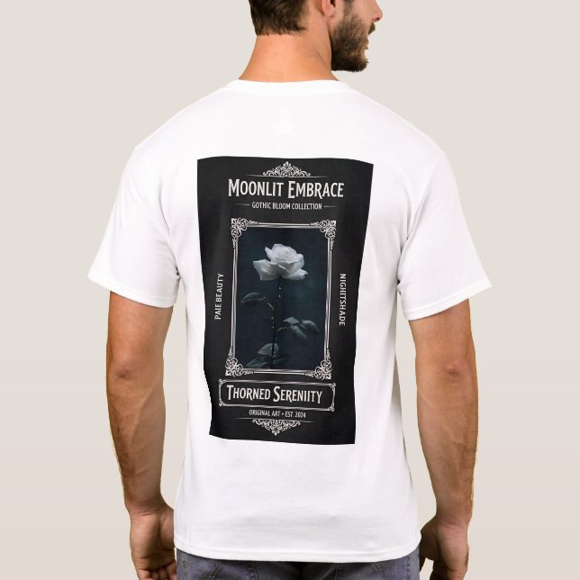 Moonlit Embrace Gothic Rose T-Shirt (Rückseite)