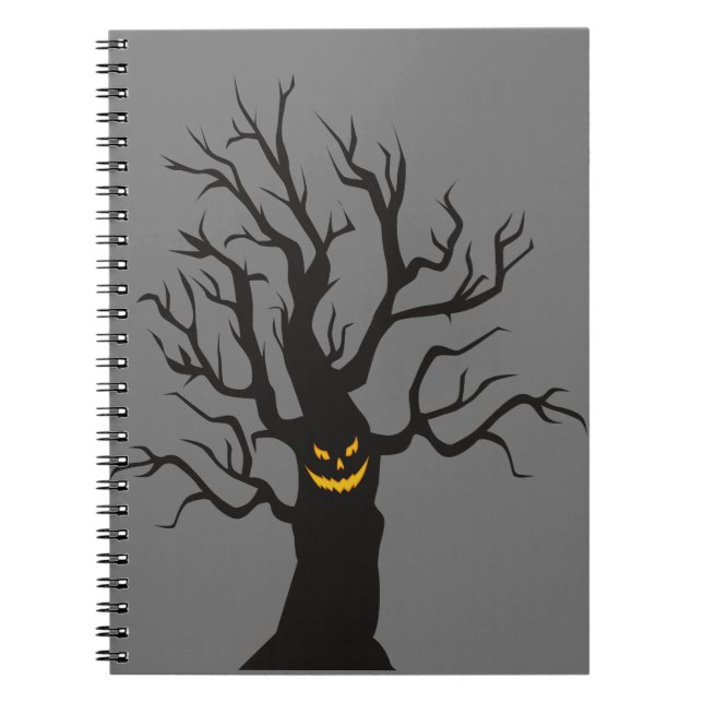 Moonlit Erinnerungen: B&W Halloween SpiralNotebook Notizblock (Vorderseite)