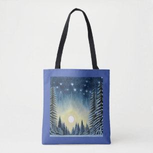 Moonlit Evergreen Snowscape Under The Night Stars