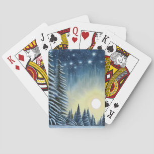 Moonlit Evergreen Snowscape Under The Night Stars Spielkarten