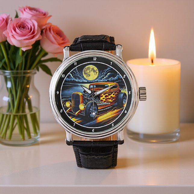 Moonlit Flaming Yellow Hotrod Armbanduhr (Von Creator hochgeladen)