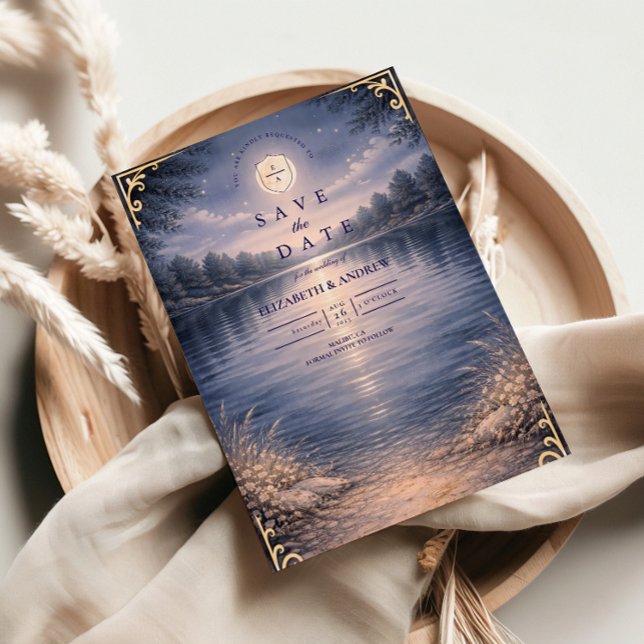 Moonlit Forest Lake Romance Wedding Save The Date (Von Creator hochgeladen)