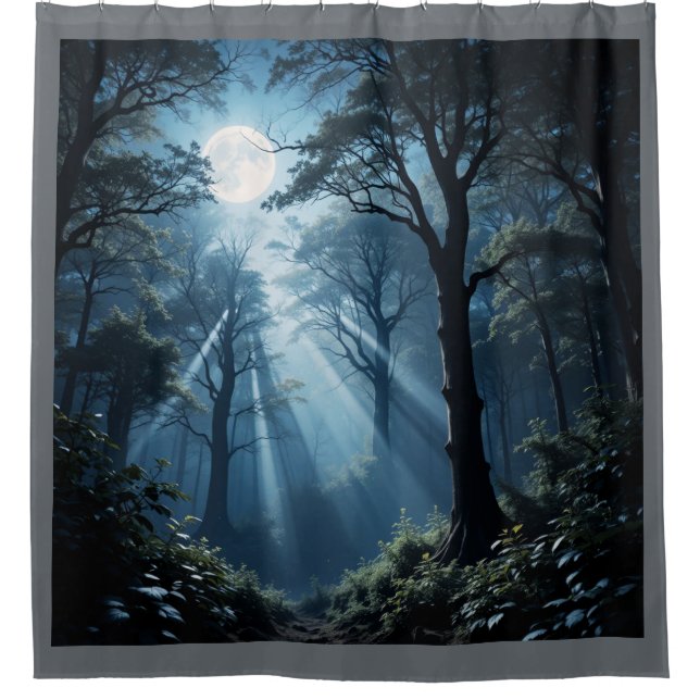 Moonlit Forest Whispers Duschvorhang Design (Vorderseite)
