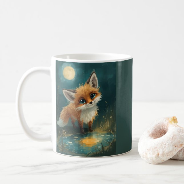 Moonlit Fox, Night Forest  Kaffeetasse (Mit Donut)