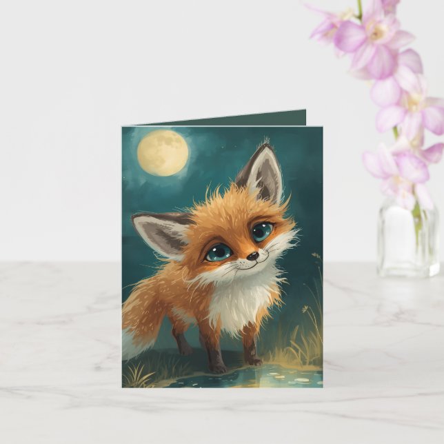 Moonlit Fox, Night Forest  Karte (Orchidee)