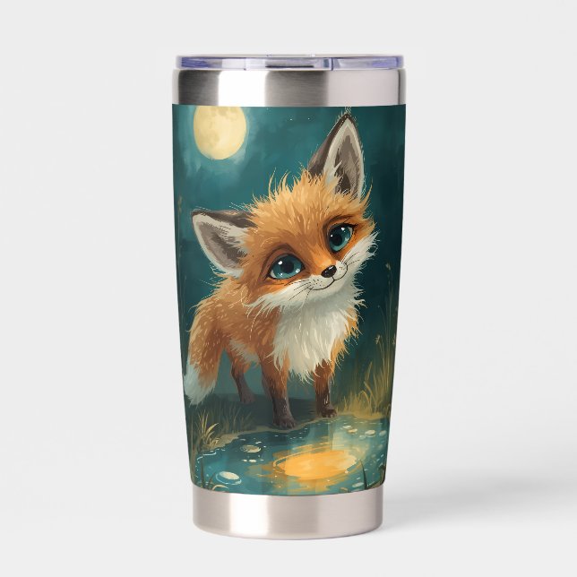 Moonlit Fox, Night Forest  Thermobecher (Vorderseite)