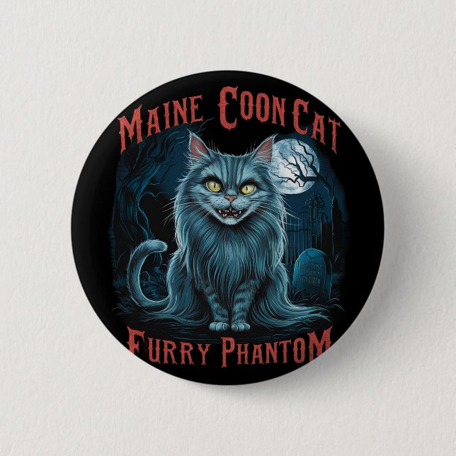 Moonlit Friedhof Whispers: Furry Ghost Design Button (Vorderseite)
