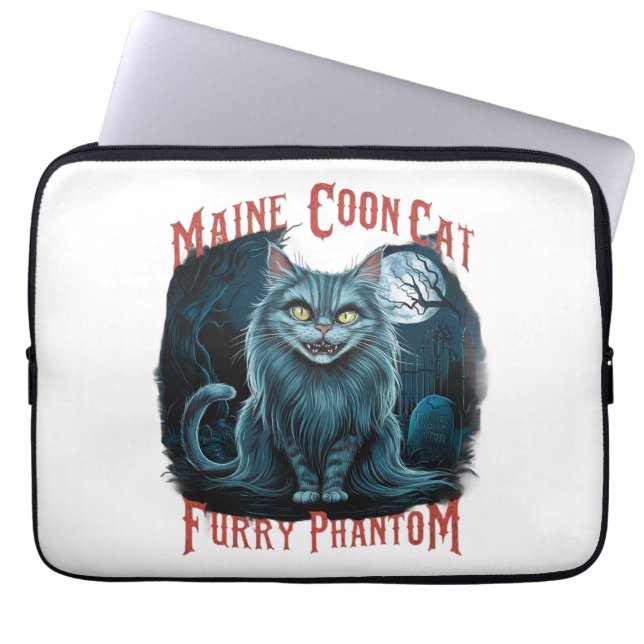 Moonlit Friedhof Whispers: Furry Ghost Design Laptopschutzhülle (Vorderseite)