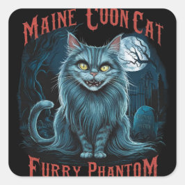 Moonlit Friedhof Whispers: Furry Ghost Design Quadratischer Aufkleber