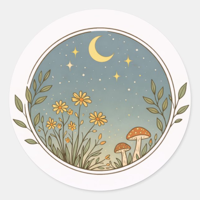 Moonlit Garden Circle Design  Runder Aufkleber (Vorderseite)