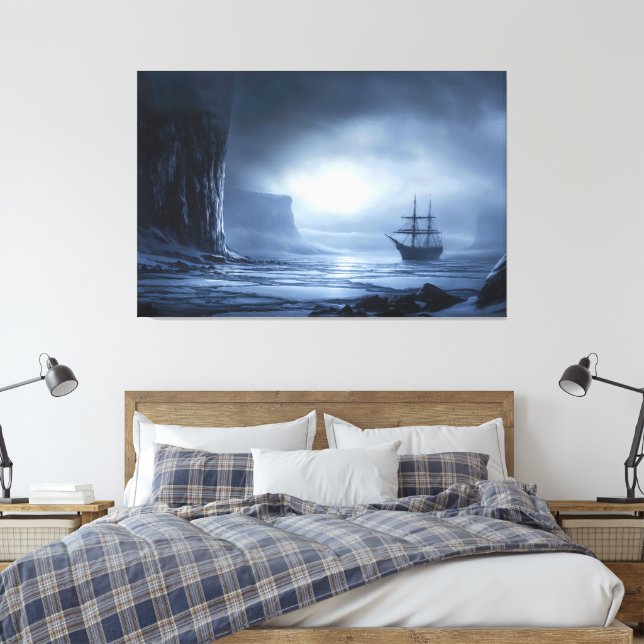 Moonlit Giants: Antarktische Ankerage Leinwanddruck (Insitu (Schlafzimmer))