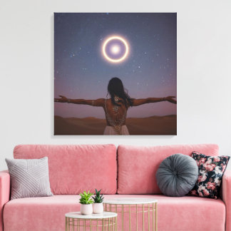 Moonlit Girl Silhouette | Dreamy Celestial Night  Leinwanddruck