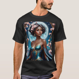 Moonlit Goddess in Bloom Fantasy T-Shirt