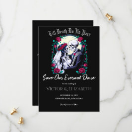 Moonlit Gothic Skeleton & Rose Hochzeit Save The Date