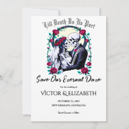 Moonlit Gothic Skeleton & Rose Hochzeit Save The Date