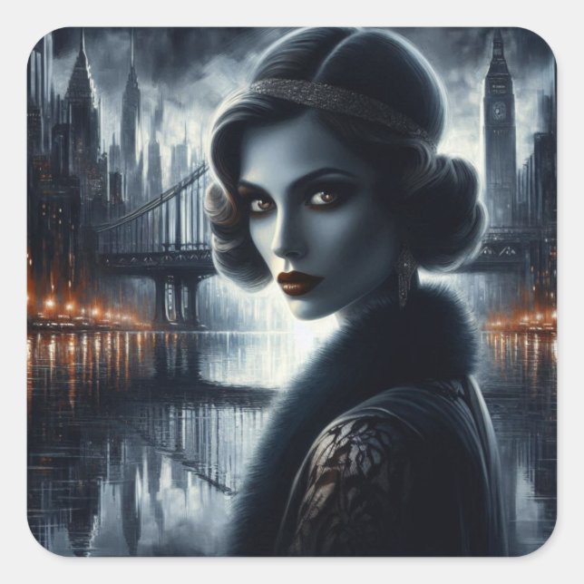 Moonlit Grace Quadratischer Aufkleber (Vorderseite)