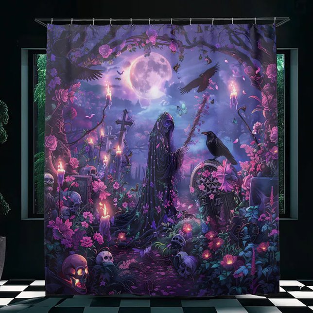 Moonlit Graveyard Scene Duschvorhang (Von Creator hochgeladen)