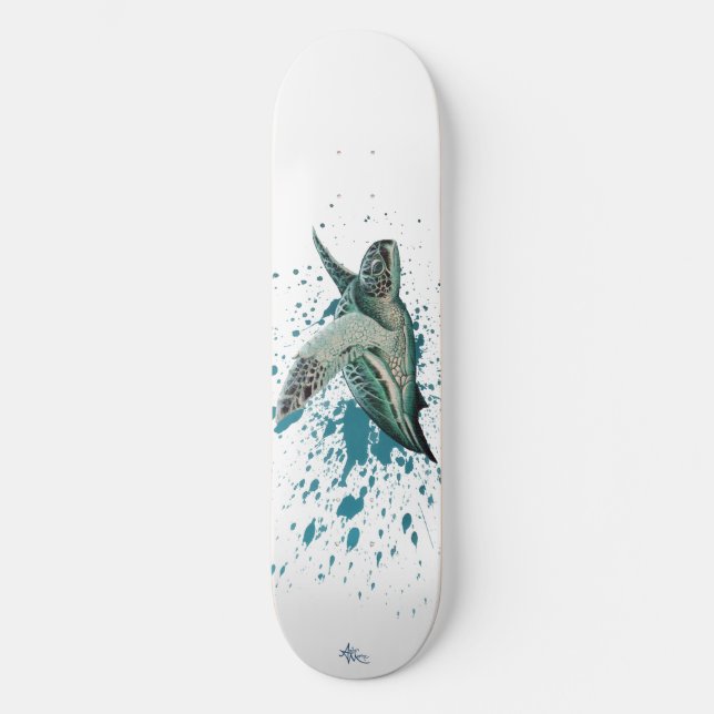 "Moonlit" grünes Meeresschildkröte ~ Skateboard (Vorderseite)